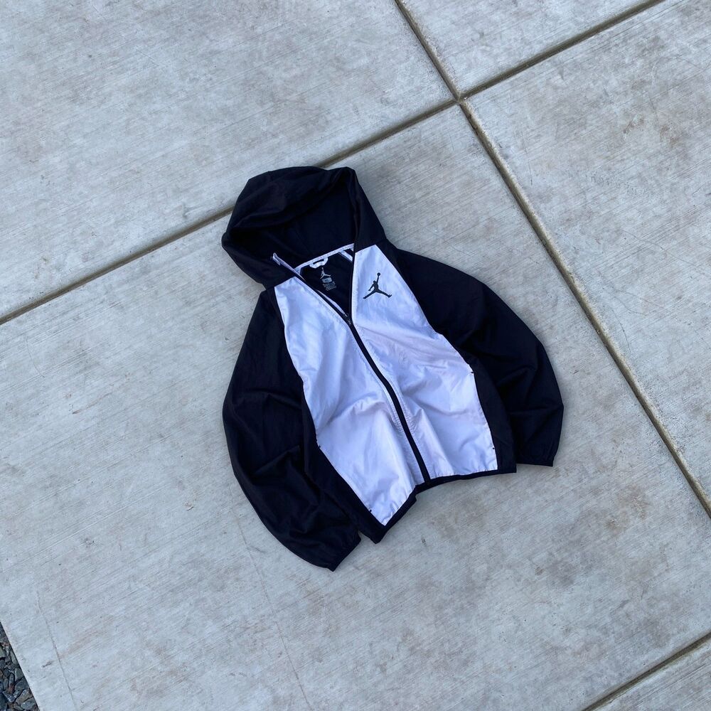 Jordan Jumpman Black White Windbreaker Retro Streetwear Jacket - Picture 2 of 8